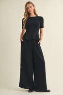 Cashmere Peplum Top -Black