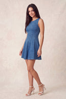 Denim Scoop Flare Zip-Up Dress