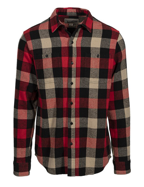 Plaid Cotton Flannel Shirt - Black/Red