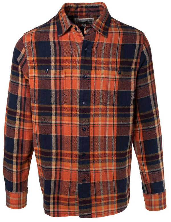 Plaid Cotton Flannel Shirt - Rust