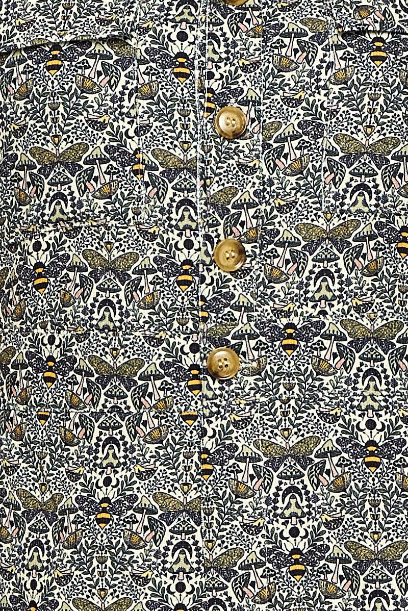 Bee Mushroom Print Overall Jumpsuit