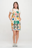 Colorful Groovy Graphics Print Skirt Overalls