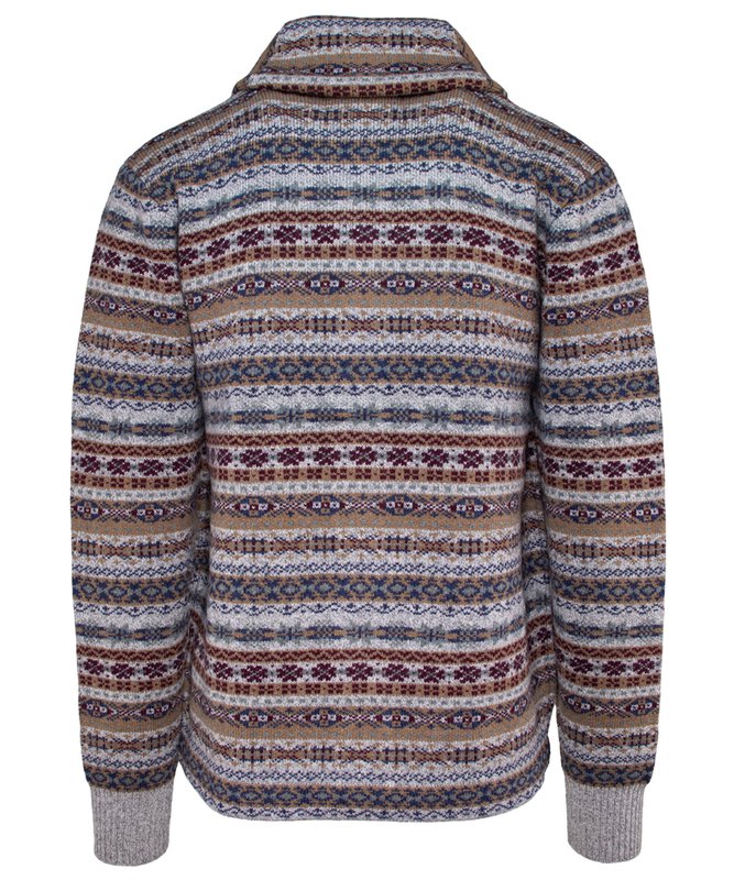 Wool Blend Fair Isle Cardigan - Heather Grey