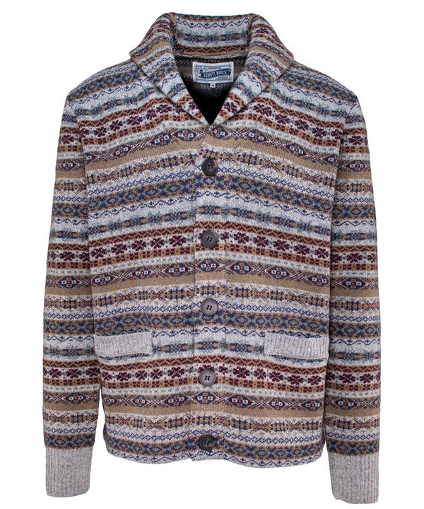 Wool Blend Fair Isle Cardigan - Heather Grey
