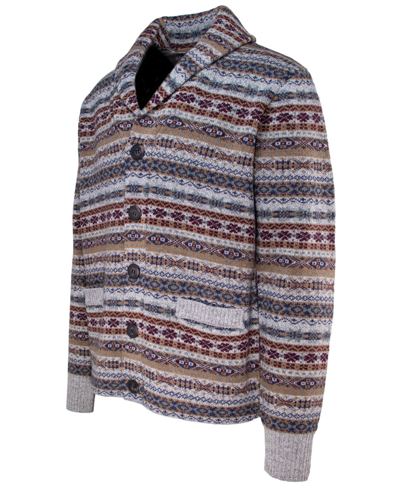 Wool Blend Fair Isle Cardigan - Heather Grey