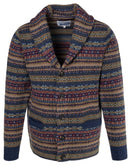 Wool Blend Fair Isle Cardigan - Navy