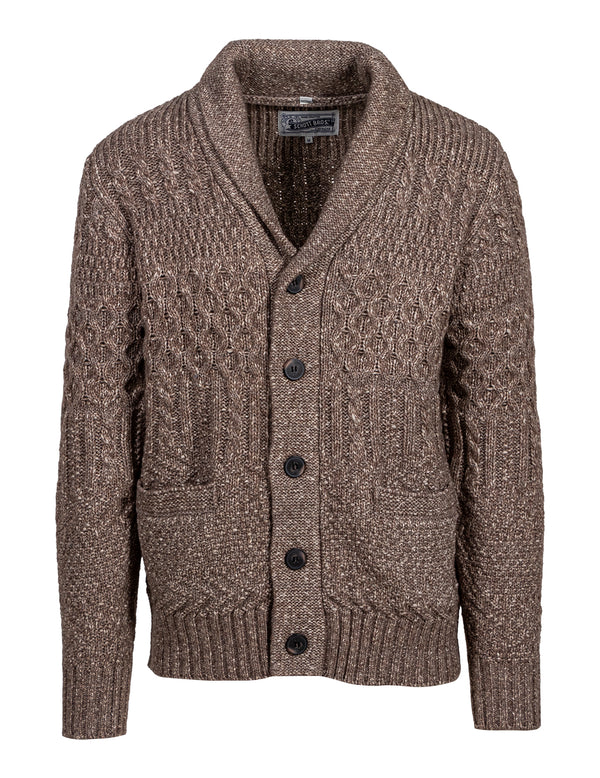 Men's Wool Blend Basketweave Cardigan - Khaki