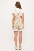 Rooster and Floral Print Short Overalls
