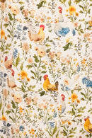 Rooster and Floral Print Short Overalls