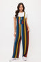 MULTI-COLOR STRIPE PRINT TUNIC OVERALLS