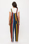 MULTI-COLOR STRIPE PRINT TUNIC OVERALLS