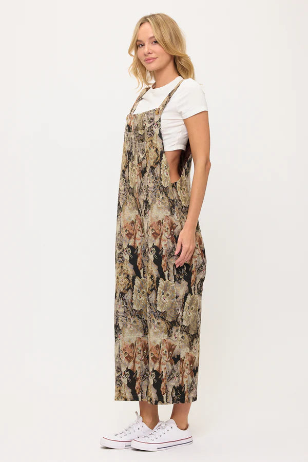 CAT COLLAGE PRINT OVERALLS