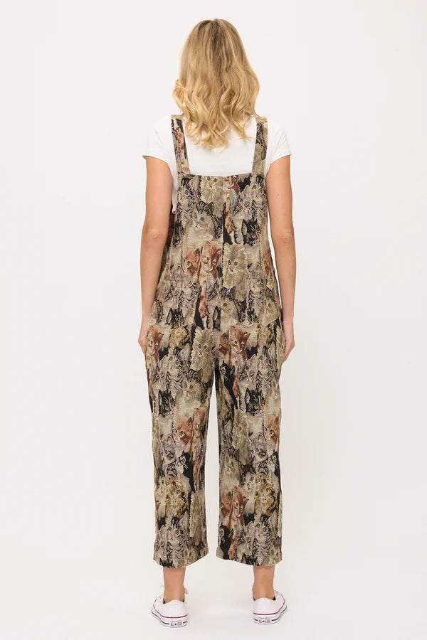 CAT COLLAGE PRINT OVERALLS