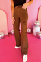 High Rise-Wide Leg-Cargo Pants- Espresso