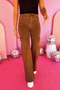 High Rise-Wide Leg-Cargo Pants- Espresso