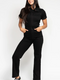 High Waisted Control Jumpsuit Straight- Black