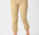 Mid Rise Khaki Dyed Capri