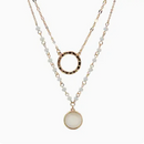 Layered Beaded Circle Pendant Necklace