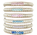 Adjustable Howlite and Clear Bead Natural Cord Bracelet