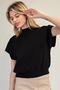 Mock Neck Short Sleeve Knit Top