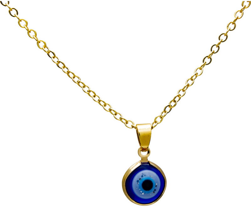 Blue and Gold Evil Eye Protection Necklace