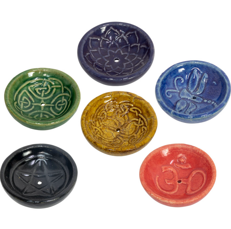 Assorted Embossed Ceramic Incense Burner Bowl