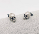 Sterling Silver Gothic Skull Stud Earrings