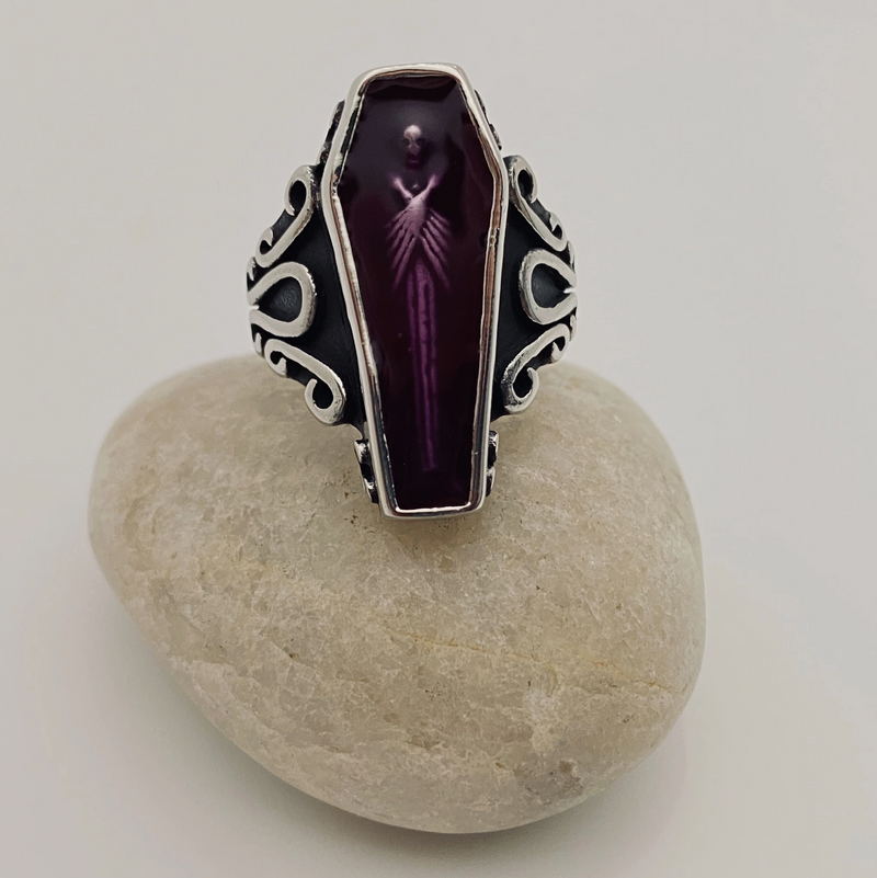 Skull Series Zombie Coffin Stainless Steel Ring