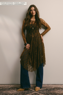 Sheer Lace Drapey Maxi Dress