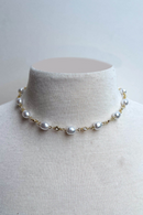 Short Gold Pearl Necklace