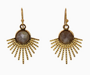 Starburst Earrings w/ Faceted Semi-Precious Stone