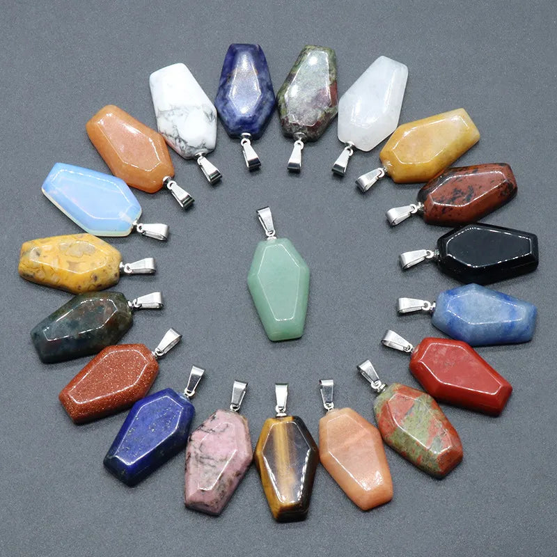 Gemstone Stone Coffin Pendant