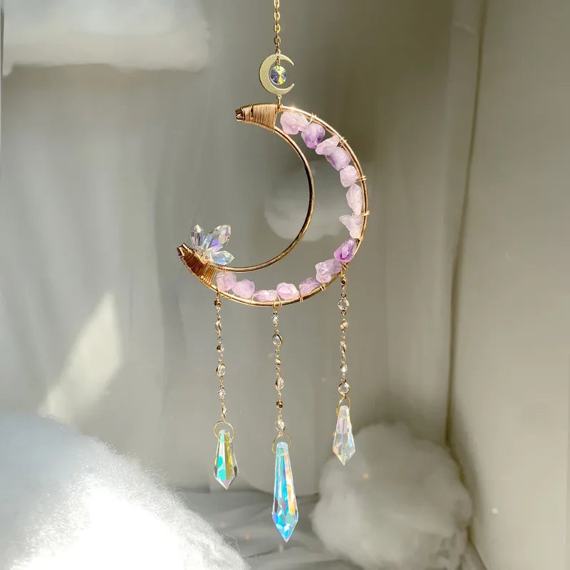 Curved Moon Crystal  Rainbow Sun Catcher