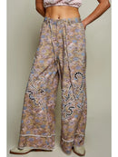 Vintage Floral Embroidered Laser Cut Wide Leg Pants
