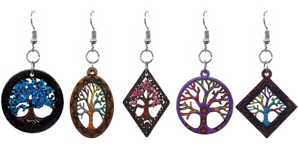 WOOD TREE OFLIFE EARRINGS