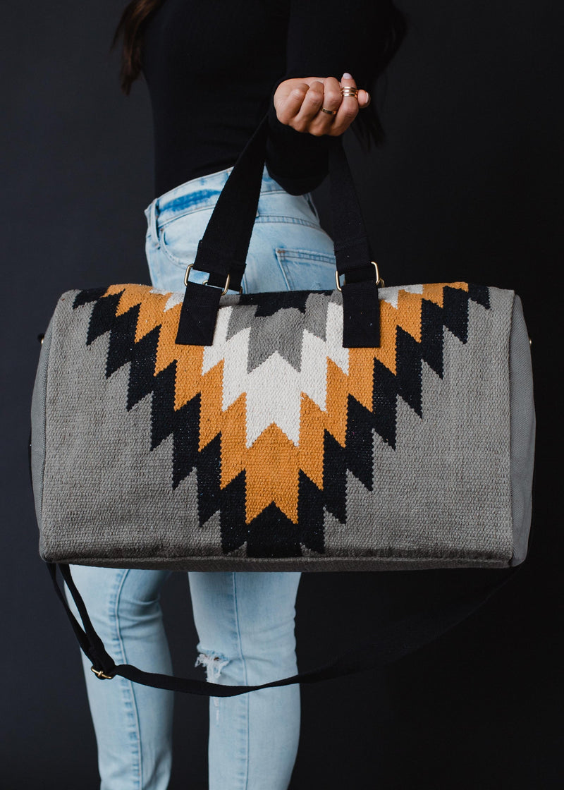 Gray, Black, Mustard, & Cream Aztec Duffel