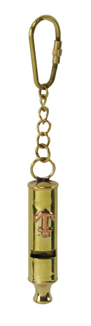 Brass Whistle Keychain with Anchor
