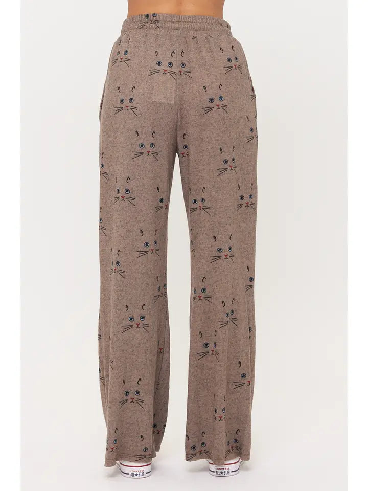 Cat Whiskers Print Flare Pant