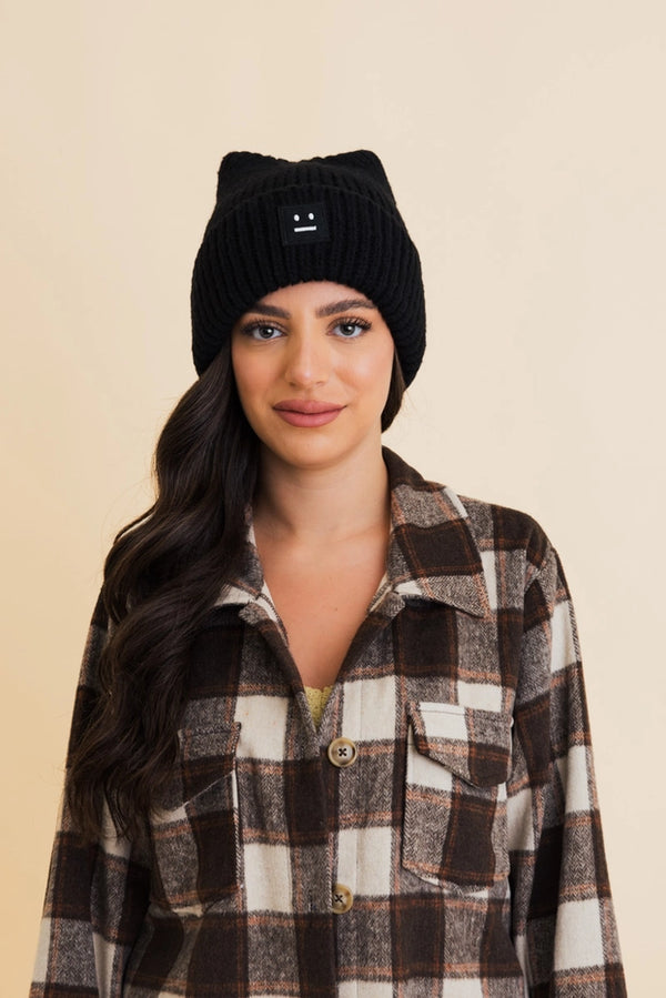 Chill Vibes Soft Ribbed Square Top Beanie