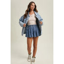 Pleated Denim Shorts