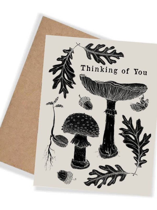 Thinking of You Card Nature Mushrooms Bugs