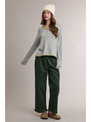 Corduroy Ruffle Hem Pants - Forest