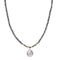 Beaded Crystal Strand Necklace with Natural Coin Pearl Drop