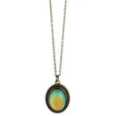 Burnished Gold Oval Mood Pendant Necklace