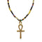 Egyptian Ankh On Petitie Agate Beaded Necklace