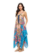 Beach Style Floral Slip Dress- Aqua