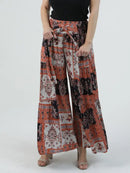 Tie Waist Tiered Wide Leg Pant
