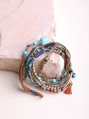 Turquoise Stackable Suede Bracelet - Beads & Natural Stone