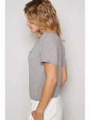 Jersey Stone Washed V-Neck Top - Ash Choco