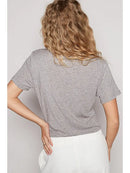 Jersey Stone Washed V-Neck Top - Ash Choco
